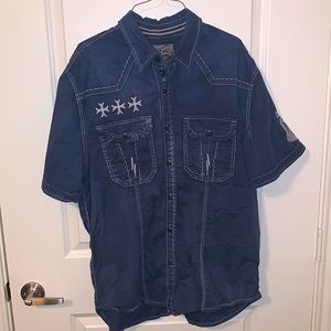 Affliction Button Down Black Premium Limited Edition Buckle T-Shirt